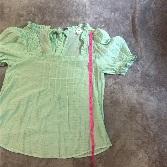 Mine Green Puff Sleeve‎ Ruffled Blouse - Picture 5 of 7